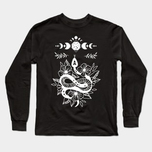 Aesthetic Halloween Snake Lover Moon Creepy Witchy Long Sleeve T-Shirt